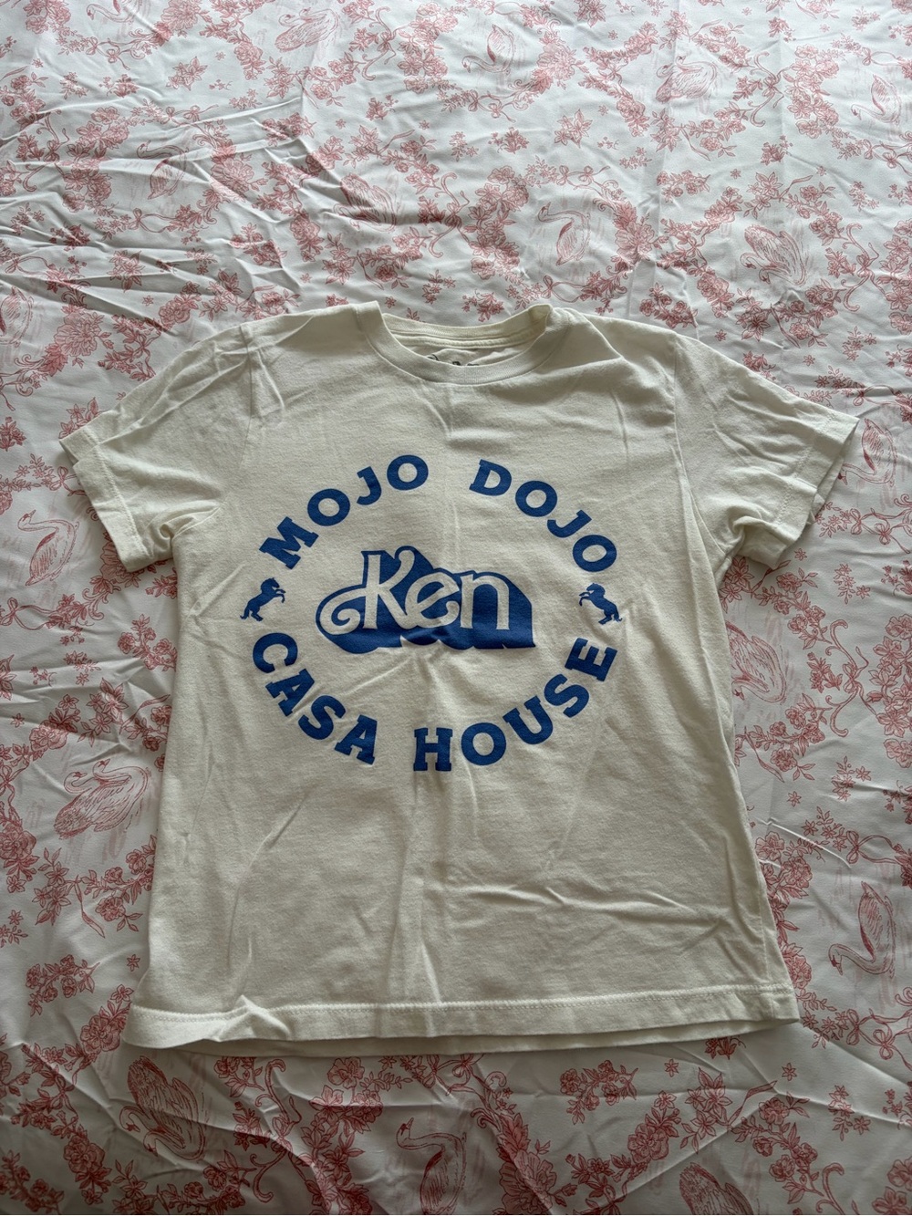 Barbie Cream Short Sleeve Tee with Blue "Ken" Graphic